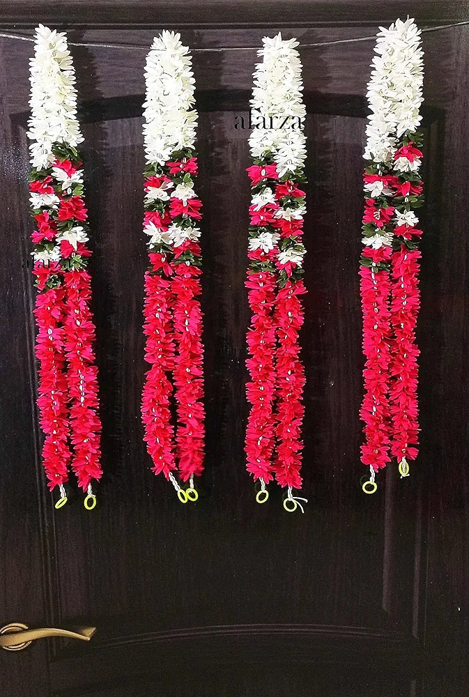 Afarza Choice Good Feel Good Artificial Flower Garland Toran p-pink-white Hanging 4 Pieces 5 Feet