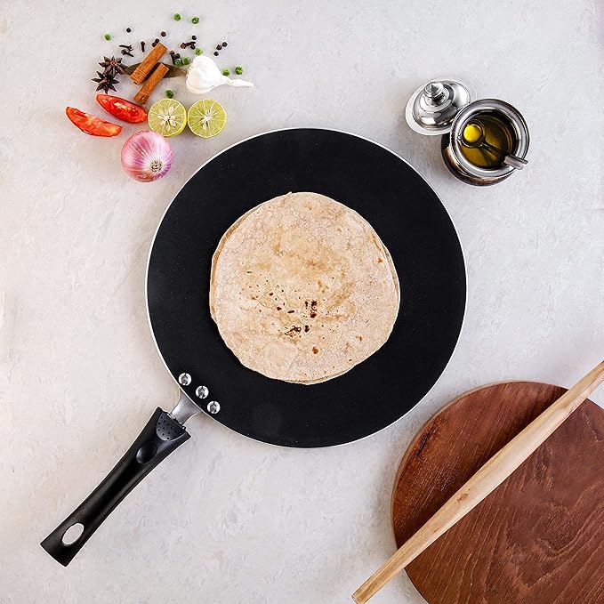 Vinod Zest Aluminium Non Stick Flat Multi Tawa - 32.5 cm | Triple Layer Ceramic Coating | 4mm Extra Thick Roti Tawa