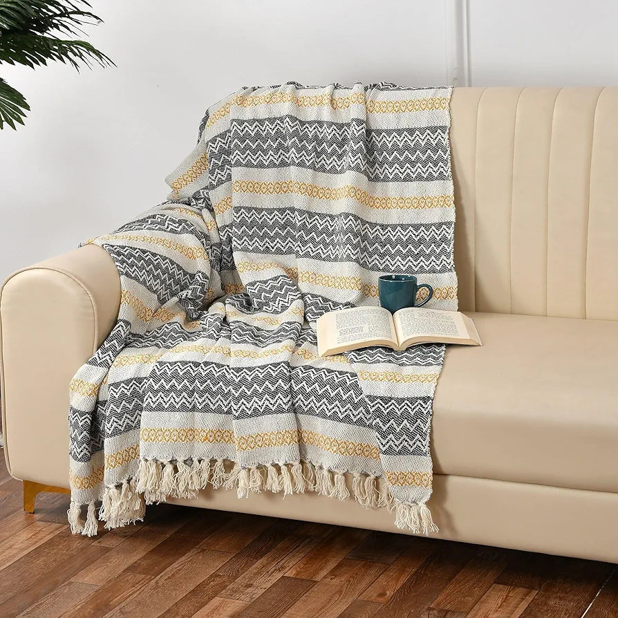 Sashaa World Geometric Sofa Throw Blanket Multicolour