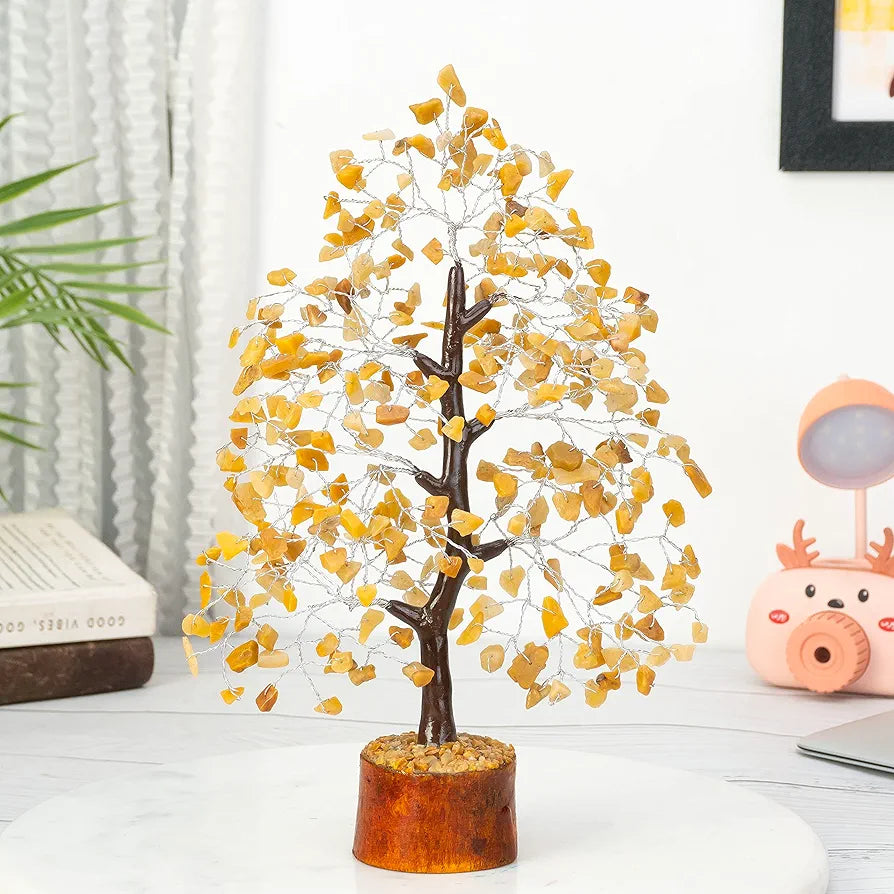 Bezavo Yellow Aventurine Crystal Tree Silver Wire