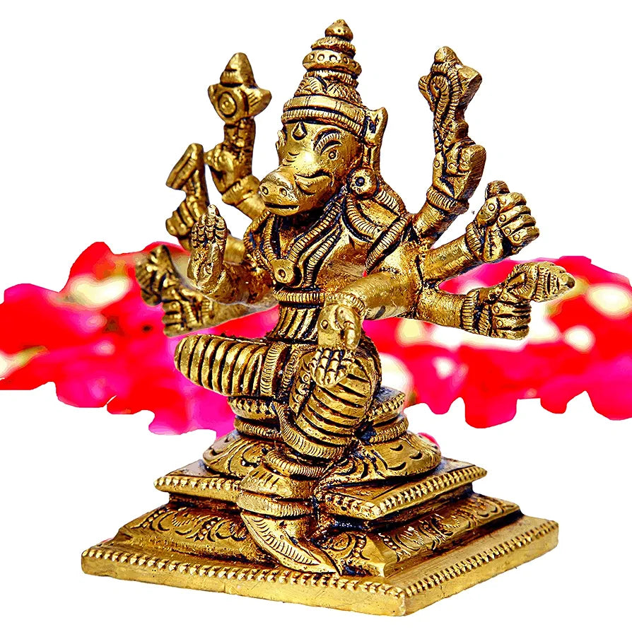 anciently Brass Varahi Amman Idol, Medium, Gold - 