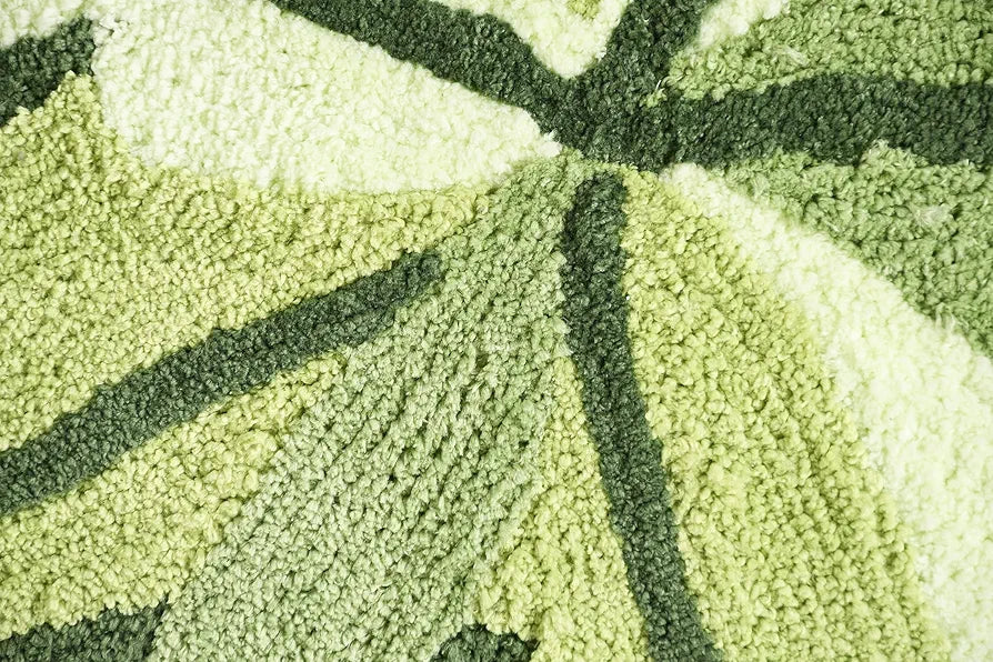 Saral Home Easy Living Soft Cotton Anti-skid Round Leaf Design Bathmat Colour Green