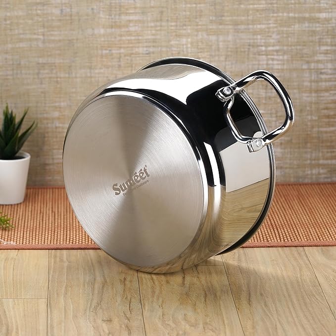 Sumeet Stainless Steel Induction Bottom Casserole 5 Liter 20 Cm Dia Silver 3200 ml