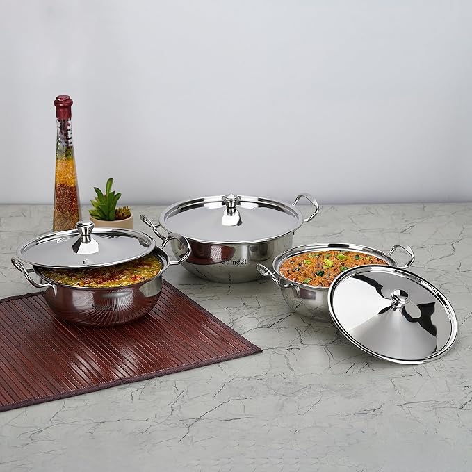 Sumeet Big Size Stainless Steel Cook and Serve Induction Handi Set