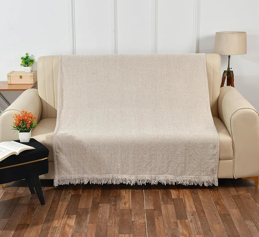 Sashaa World Soft Chenille Throw Colour Natural