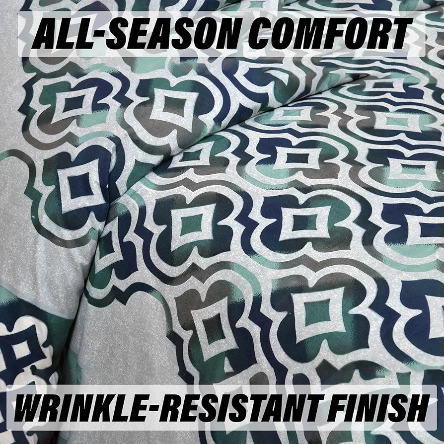 Kuber Industries Double Bedsheet with 2 Pillow Covers 160 TC Premium Cotton Rusty Star Flower Green