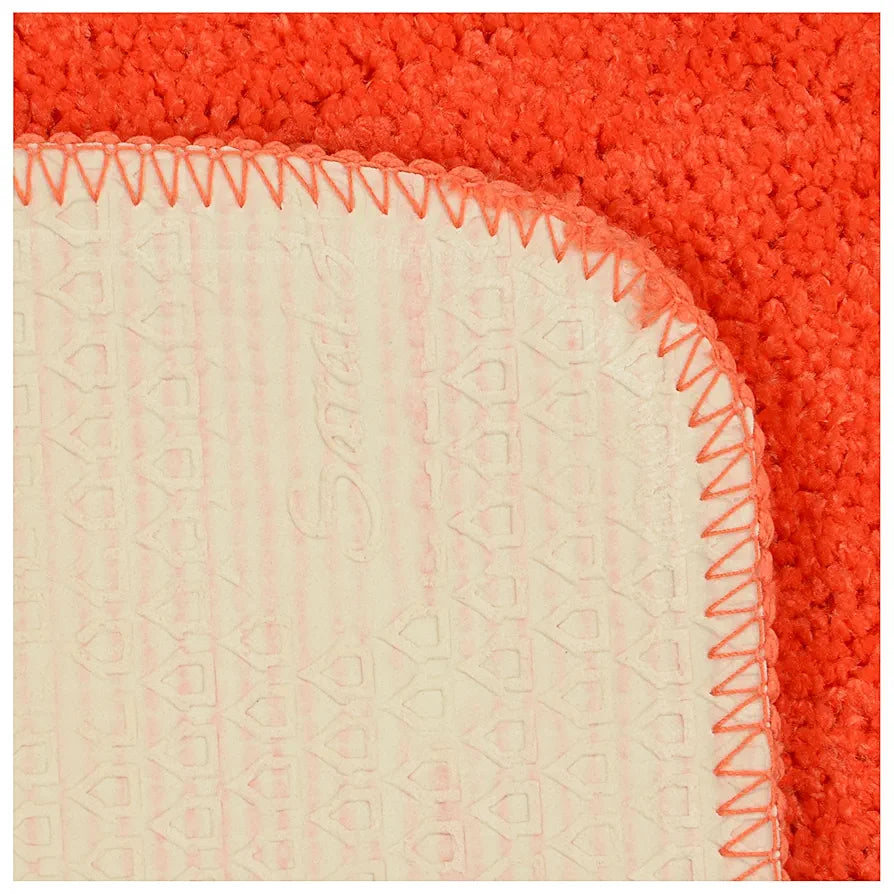 Saral Home Easy Living Saral Home Microfiber Anti-skid Rectangular Bath Mat Colour Orange (Pack Of 2)