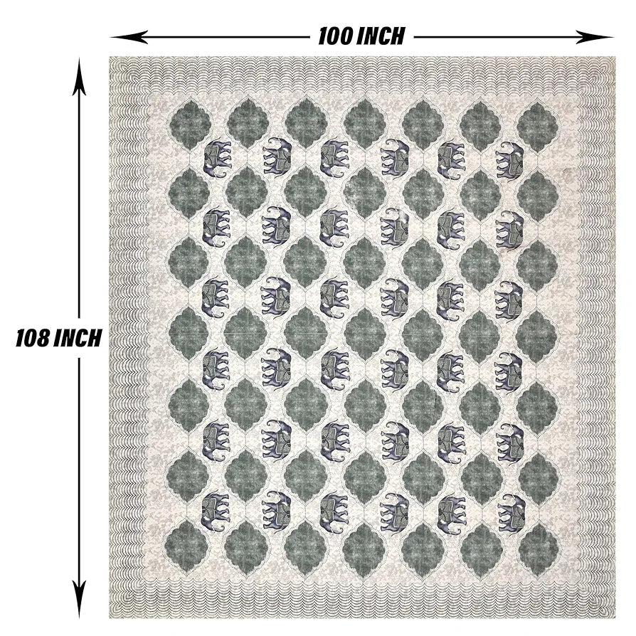 Kuber Industries Double Bedsheet with 2 Pillow Covers 186 TC Premium Cotton Hotels Embroidery Elephant Gray