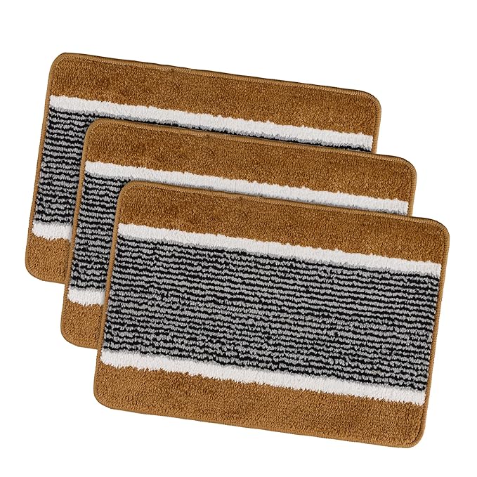 Kuber Industries Anti-Skid Water-Absorbent Door Mats for Home Micro Wings Lining Golden