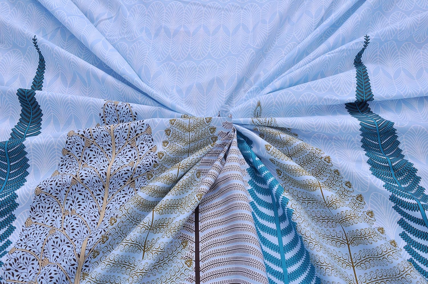 Huesland by Ahmedabad Cotton 144 TC Cotton King Size Bedsheet with 2 Pillow Covers - Sky Blue
