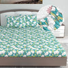Divine Casa 144 TC Cotton Floral Print King Size Double Bed Elastic Fitted Bedsheet with 2 Pillow Cover Colour Aruba Blue