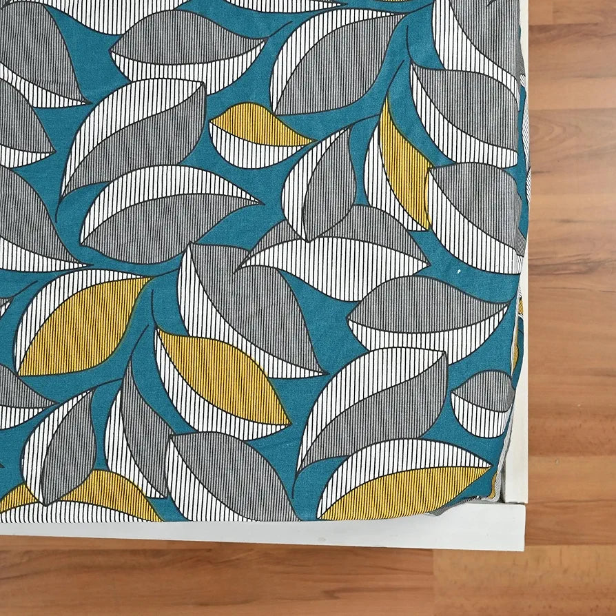 Divine Casa Floret 100% Cotton Double Fitted Bedsheet 144 TC Colour Woody Petals