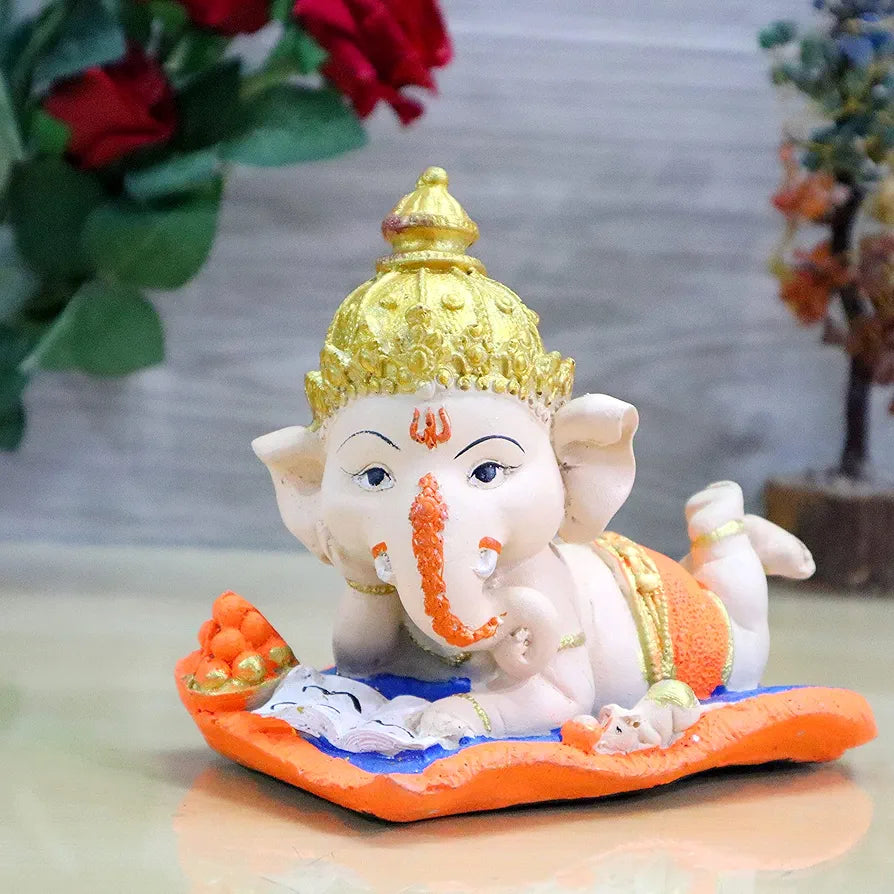 Jaipur Ace Bal Ganesha on Book With Modak Decorative Showpiece Book Ganesh