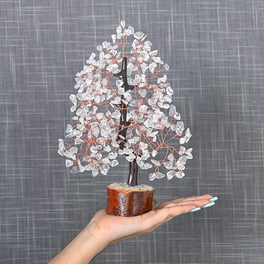 Bezavo Clear Quartz Crystal Healing Tree Copper Wire