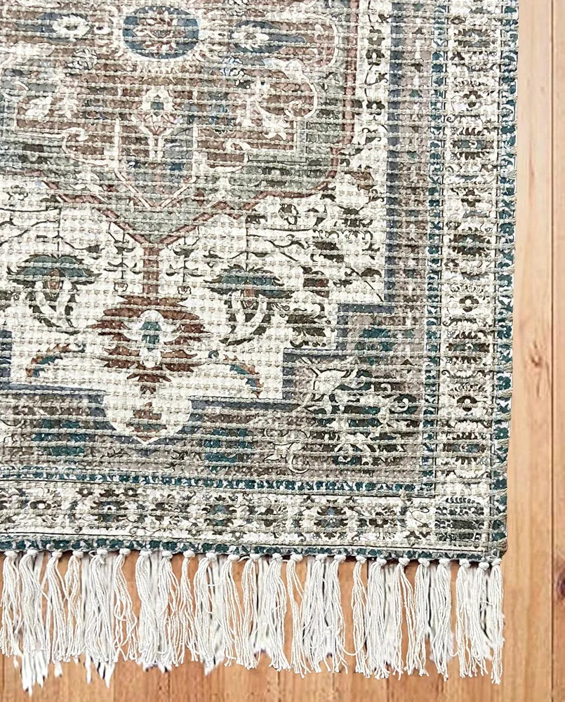 Sajavat Home Braided Cotton & Jute Printed Floor Rug Aegean Green Area Rug