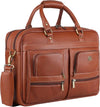 Leather 15.6 inch Laptop Messenger Bag for Men I Multi- Pockets I Extra Storage I Carry Handles I Adjustable Strap | Tan