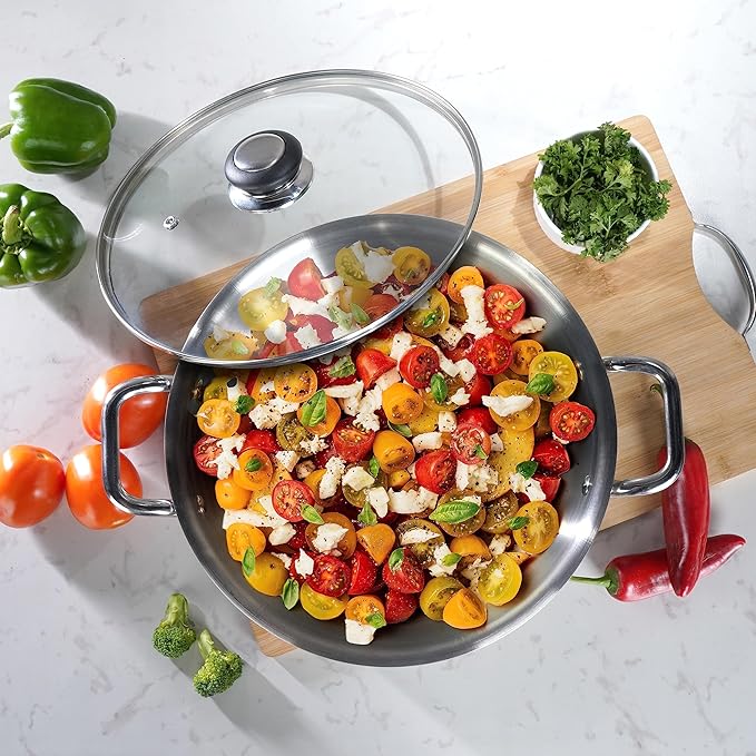 Sumeet Cook Smart TriPly Steel Aluminium Steel 3 Layers Pot Glass Lid- 4.35Ltr 24Cm Silver