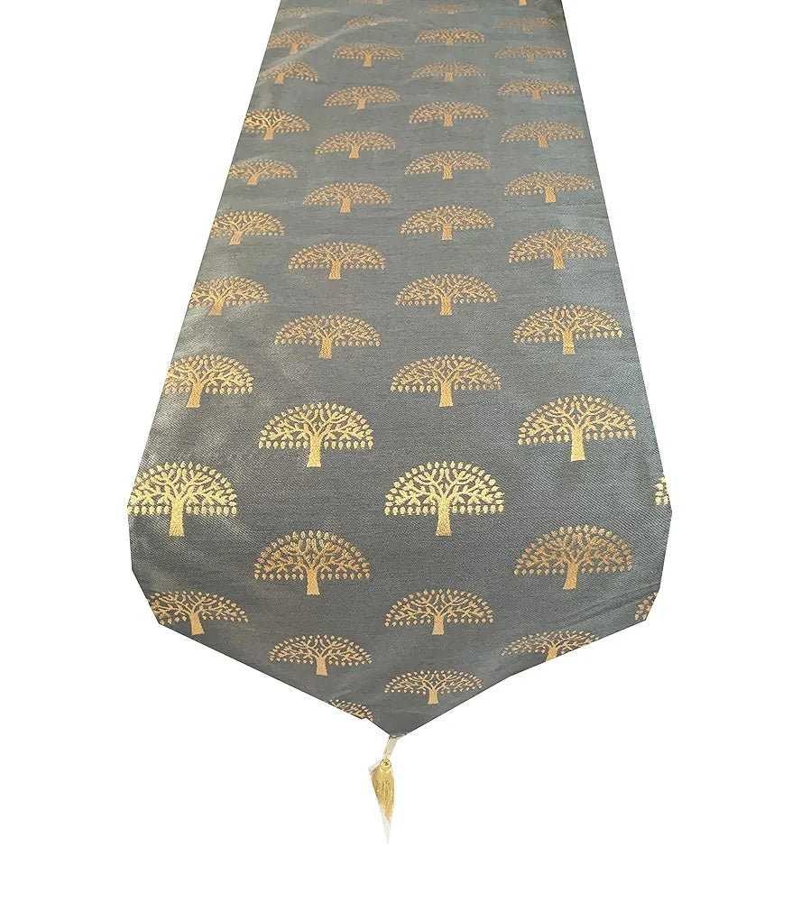 Pink Parrot Durable Dopian Silk Table Runner Colour Grey
