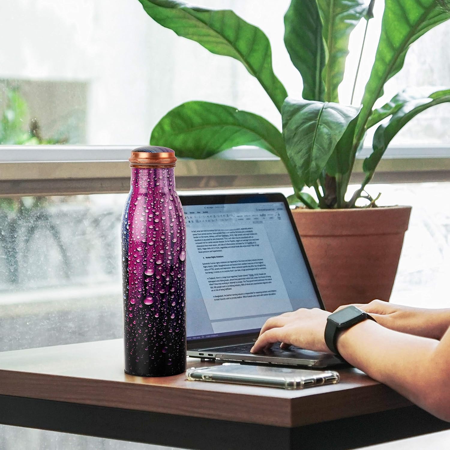 Cello Cop- Pura Good Earth Copper Bottle | 1000 Ml | Dew