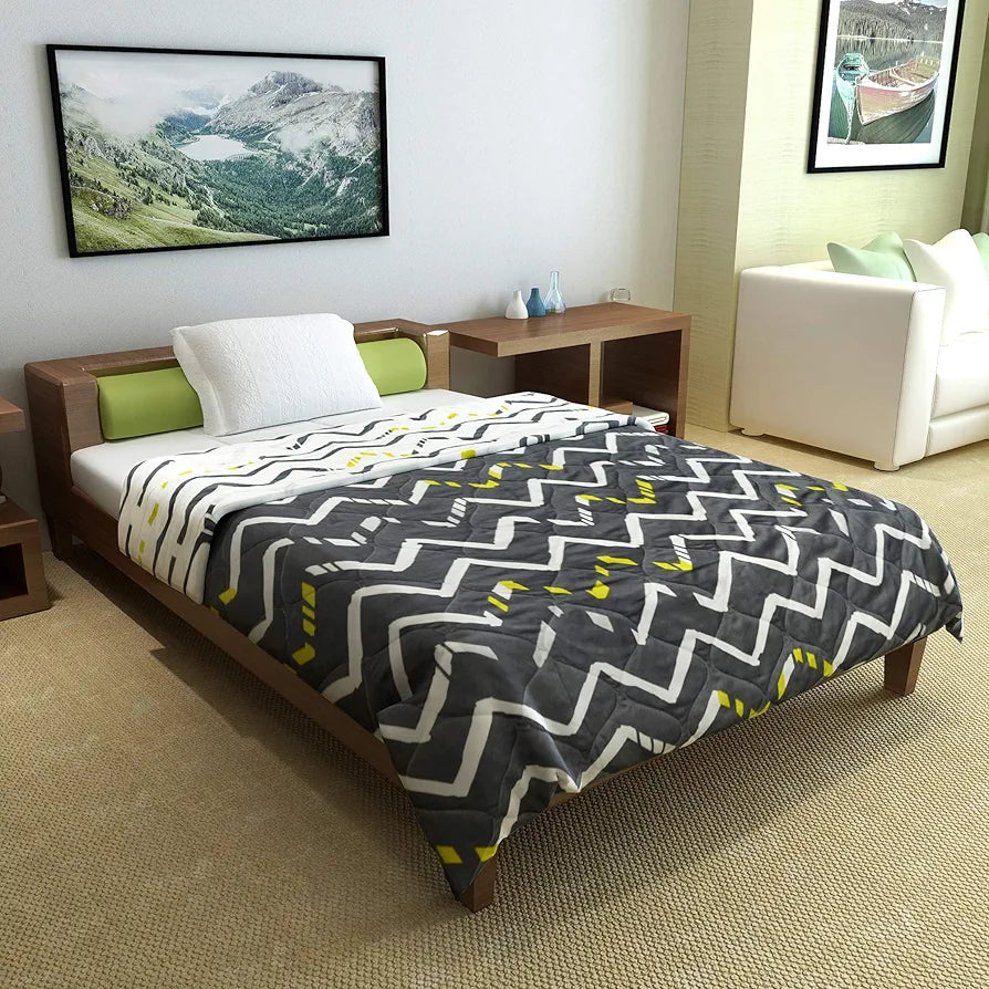 Divine Casa 120 GSM Microfiber Single Bed Comforter Soft & Lightweight Reversible AC Blanket Colour Slate