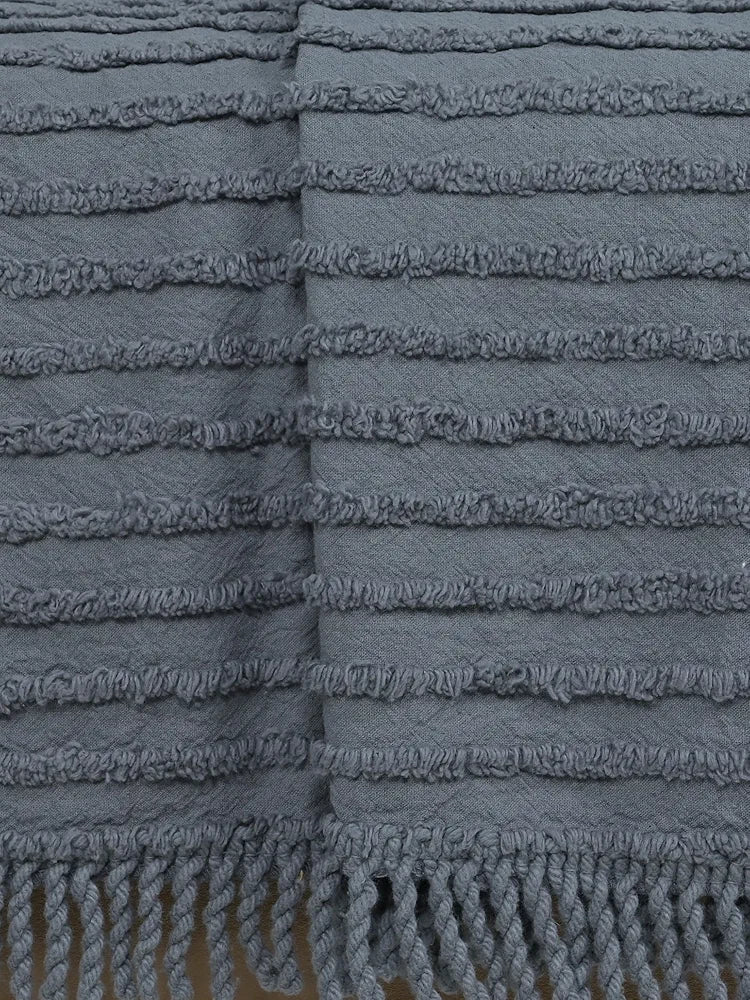 Saral Home Barkha Stripe Cotton 1 Seater Sofa Throw Colour Grey
