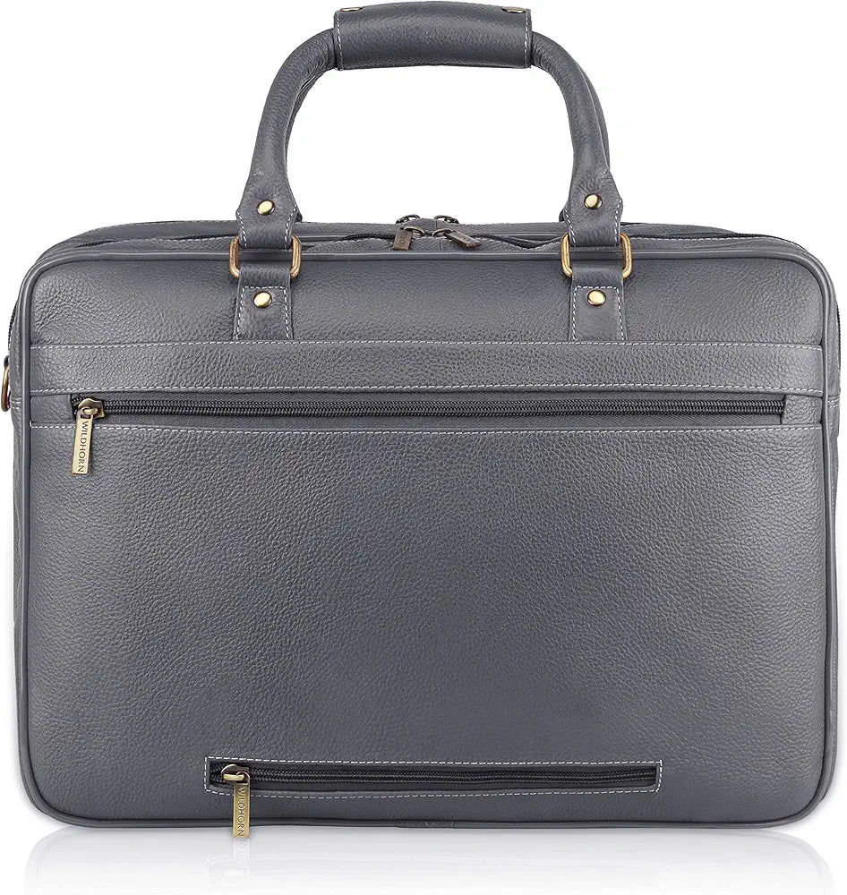 WildHorn Leather 15.6 inch Laptop Messenger Bag for Men I Multi- Pockets I Extra Storage I Carry Handles I Adjustable Strap