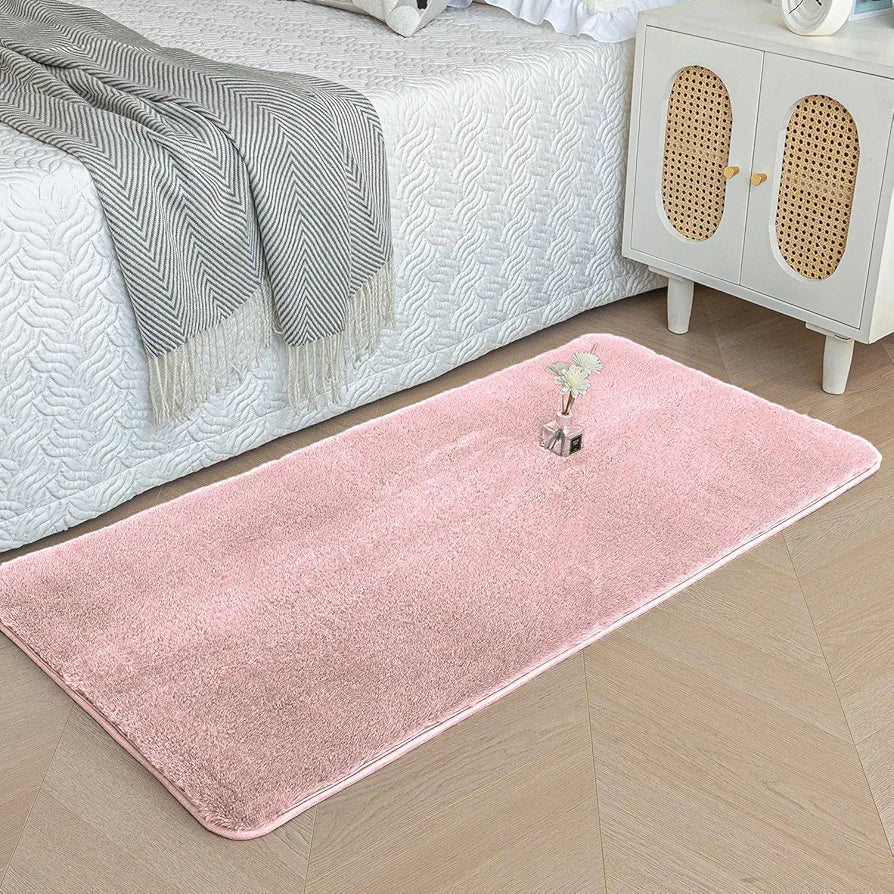Luxe Home International Rectangular Bath Mat Super Soft Anti Skid Rabbit Fur  Bathroom Mats Rug Colour Peach