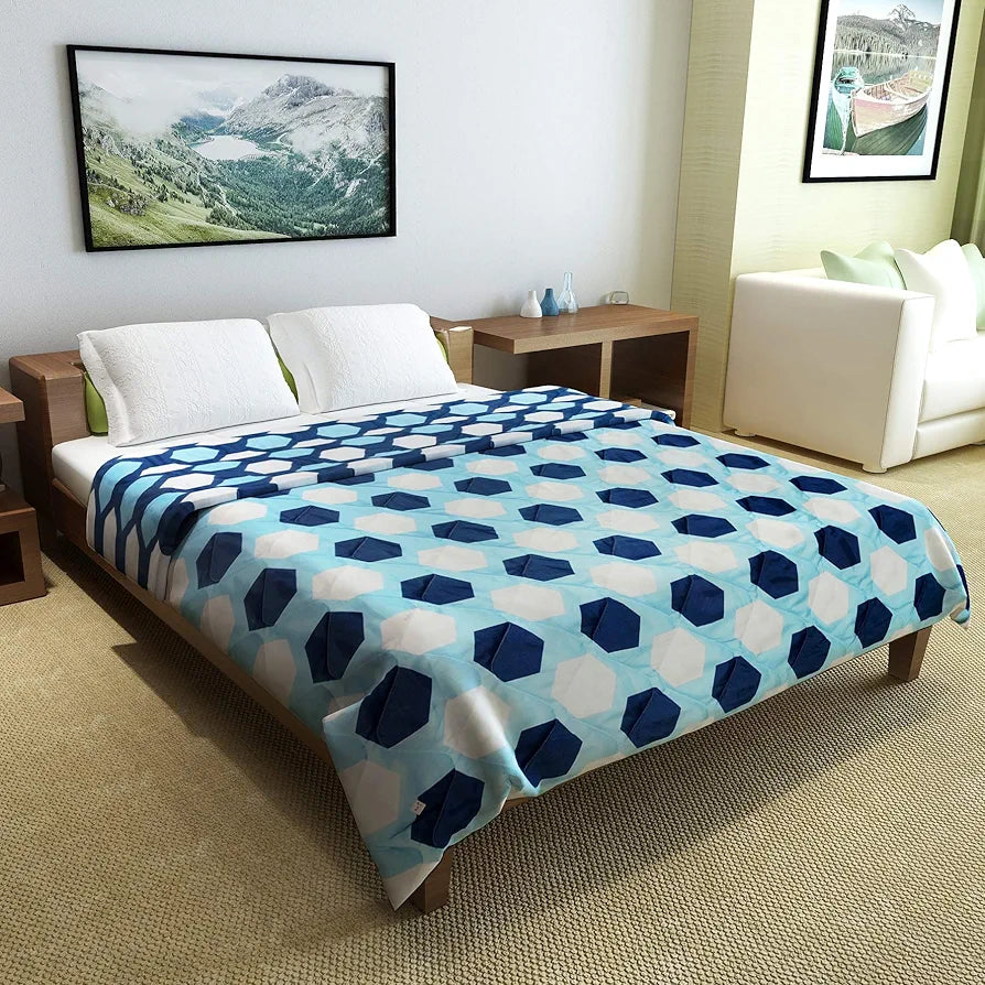 Divine Casa Microfiber 150 GSM Reversible Double Bed Comforter Ultra Soft & Lightweight Blanket Colour Legion Blue