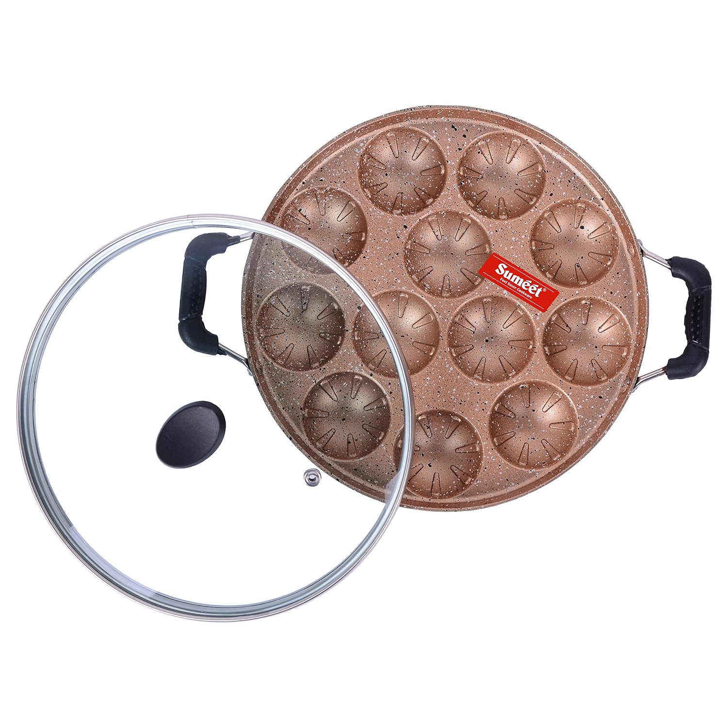 Sumeet Aluminium Appam Patra With Lid 12 Piece (Peach)