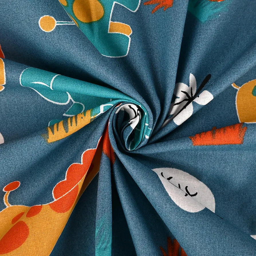 Divine Casa 144 TC 100% Cotton Single Bedsheet with 1 Pillow Cover Abstract Pattern Colour Iris Deep