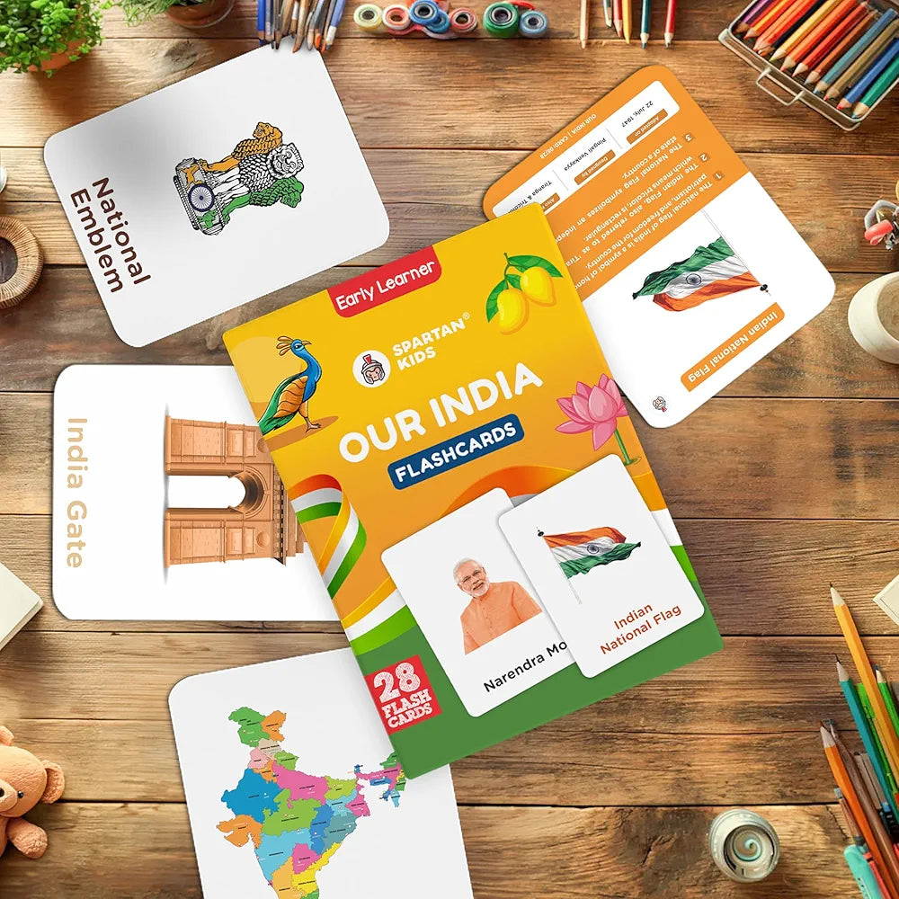 SPARTAN KIDS® Our India Flash Cards for Kids | 28 Early Learning Flash Cards Easy & Fun Way of Learning 1 Year to 6 Years Babies