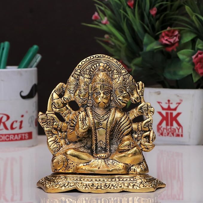 KridayKraft Panchmukhi Hanuman ji Metal Statue,Bajrangbali Murti for Pooja Room