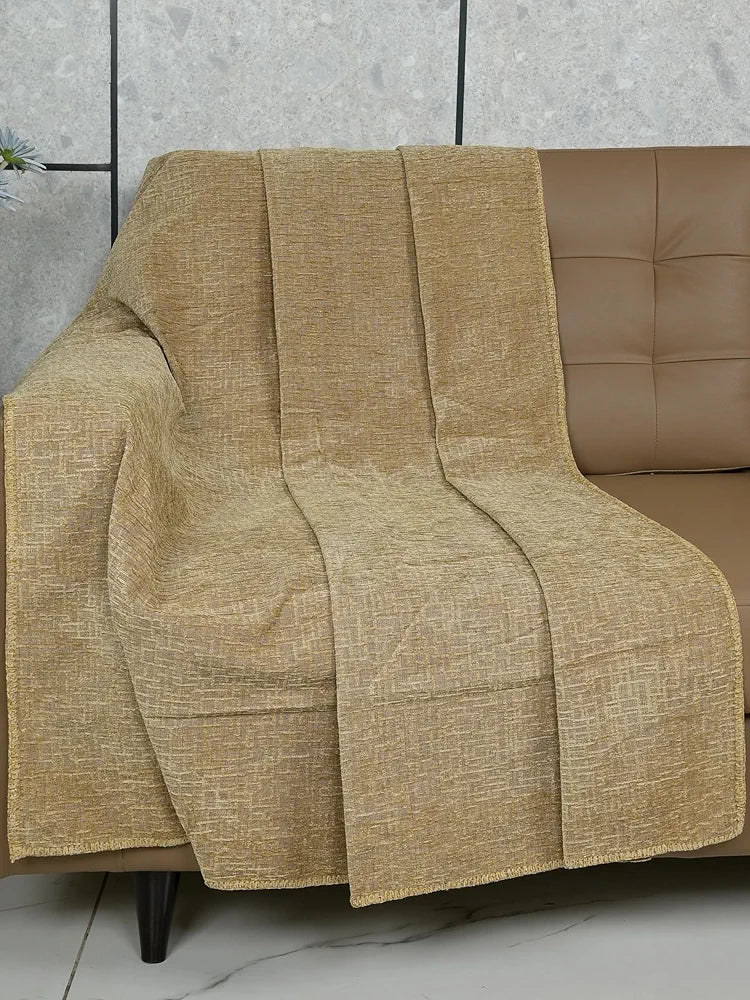 Saral Home Chenille 2 Seater Sofa Cover Throw Colour Gold