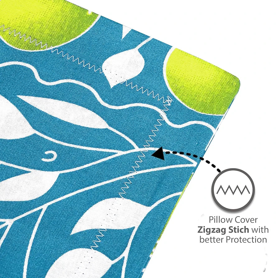 Divine Casa 144 TC 100% Cotton Bedsheet for Double Bed with 2 Pillow Cover Colour Teal & Yellow