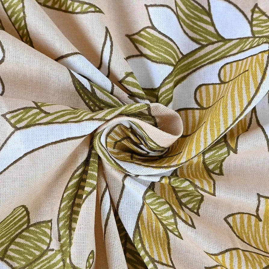 Divine Casa 144 TC Pure Cotton Single Size Bedsheet with 1 Pillow Cover Regal Paisley Colour Cream Golden Yellow