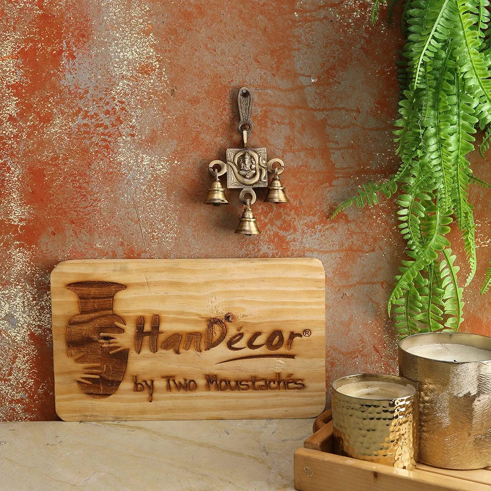 Two Moustaches Brass Om Ganesha Hanging Bells