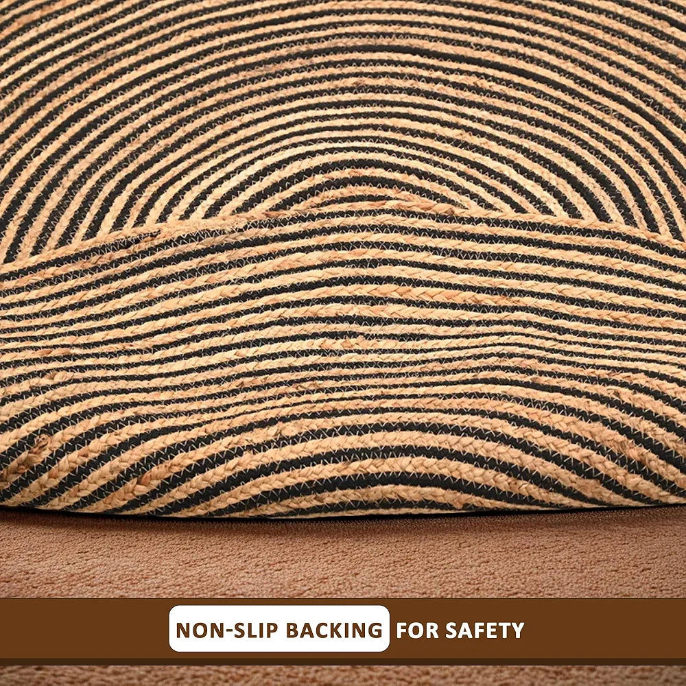 Kuber Industries 4x4 Feet Round Jute Rug & Carpet for Home Bedroom Spirals Light Brown