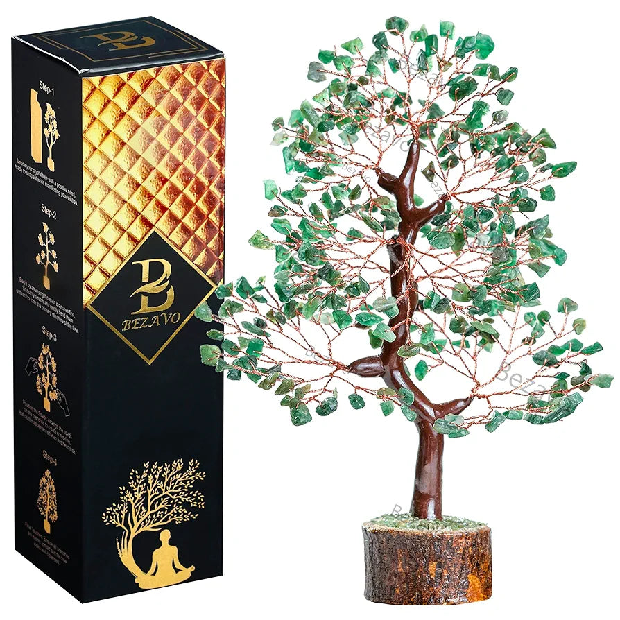 Bezavo Green Aventurine Crystal Tree Feng Shui Copper Wire