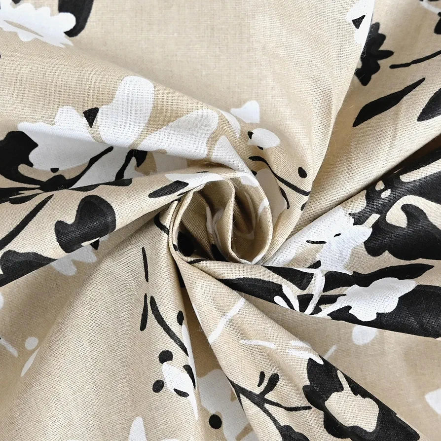 Divine Casa Bedsheet for Single Size Bed 144 TC Cotton Bedsheet for Single Size Bed with 1 Pillow Cover  Floral Colour Beige Sunflower