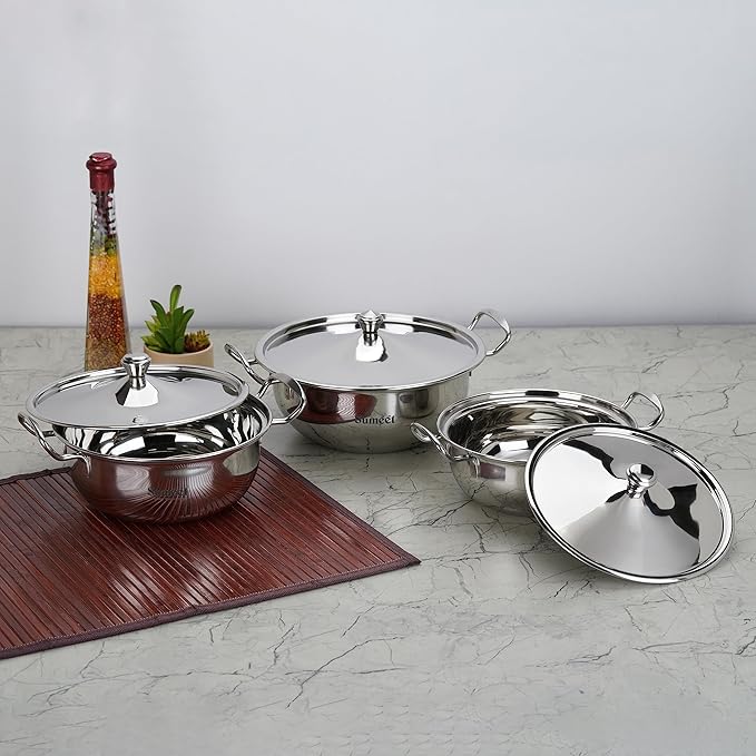 Sumeet Big Size Stainless Steel Cook and Serve Induction Handi Set