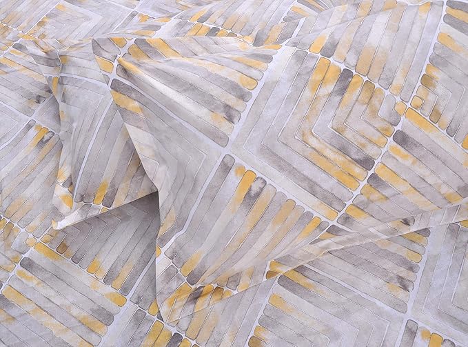 Huesland by Ahmedabad Cotton 144 Tc Cotton King Size Bedsheet With 2 Pillow Covers - Grey, Yellow & White