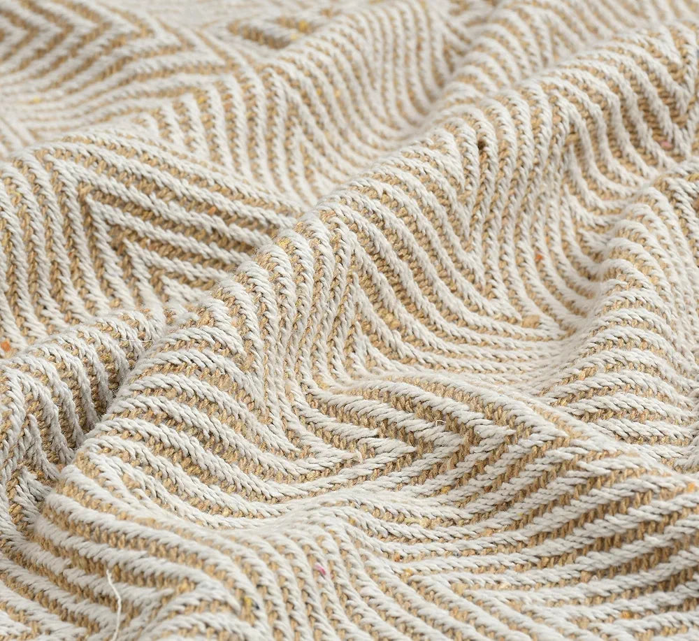 Sashaa World Cotton Spring Hued Chevron Throw Blanket Colour Light Beige
