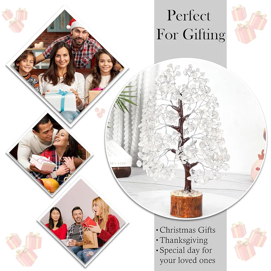 HindCraft Clear Quartz Crystal Tree Silver Wire 10-12 inch