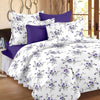 Huesland by Ahmedabad Cotton 144 TC Cotton King Size Bedsheet with 2 Pillow Covers - White, Purple