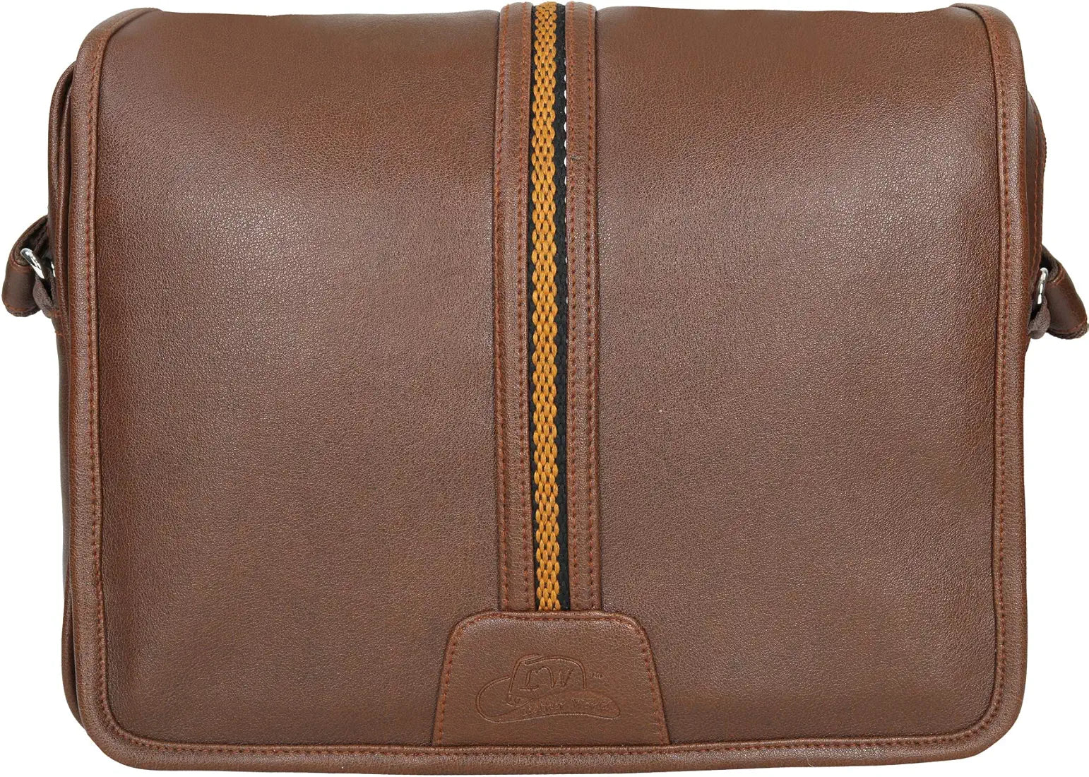 Leather World Tan 14.5 inch Pu Leather Unisex Laptop Bag for Men Office Bag for Men Messenger Bag