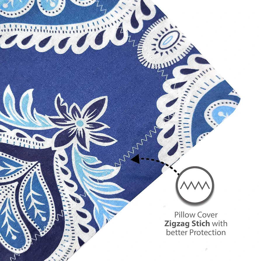 Divine Casa 144 TC Super Soft 100% Cotton Bedsheet for Double Bed  144 Thread Count Floral Colour Dazzling Blue