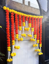 Artificial Marigold Bandanwar 40 Inch Yellow Orange Fluffy Toran Marigold Tuberose Strings Bandanwar