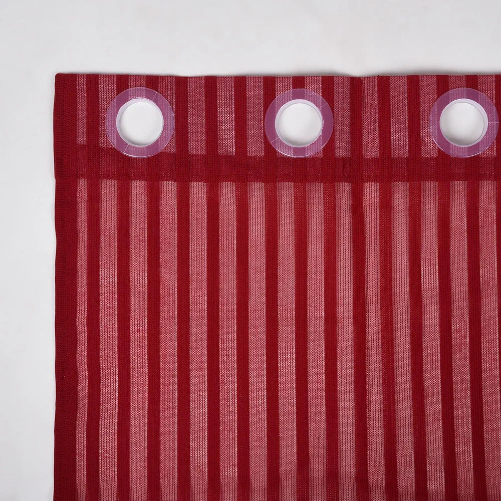 Kuber Industries Door Curtain Sheer Parda for Living Room Lining Net Maroon Colour