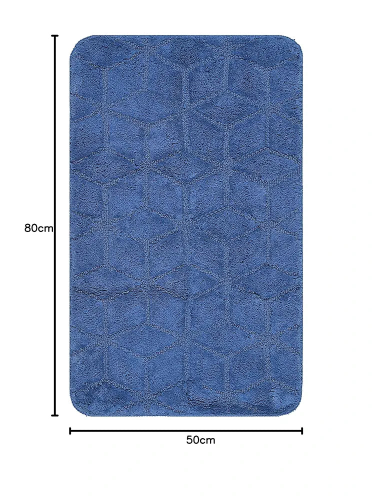 Saral Home Solid Antiskid Bathmat Set Colour Blue