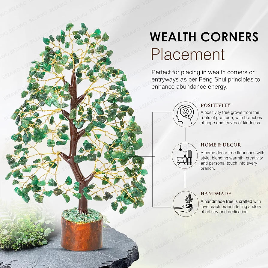 Bezavo Green Aventurine Crystal Tree – Feng Shui Golden Wire